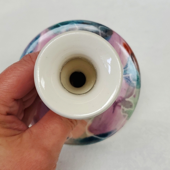 Studio art pottery handmade artist signed 5” candle holder - Picture 2 of 5